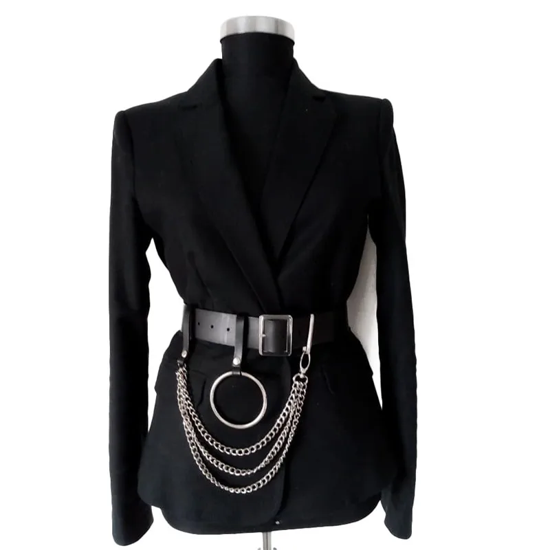 Fashion Women Black Leather Waist Belt Goth Multi Link Chains Big O Ring Female Waistband Casual Buckle Long Wide Cinturones
Fashion Women Black Leather Waist Belt Goth Multi Link Chains Big O Ring Female Waistband Casual Buckle Long Wide Cinturones