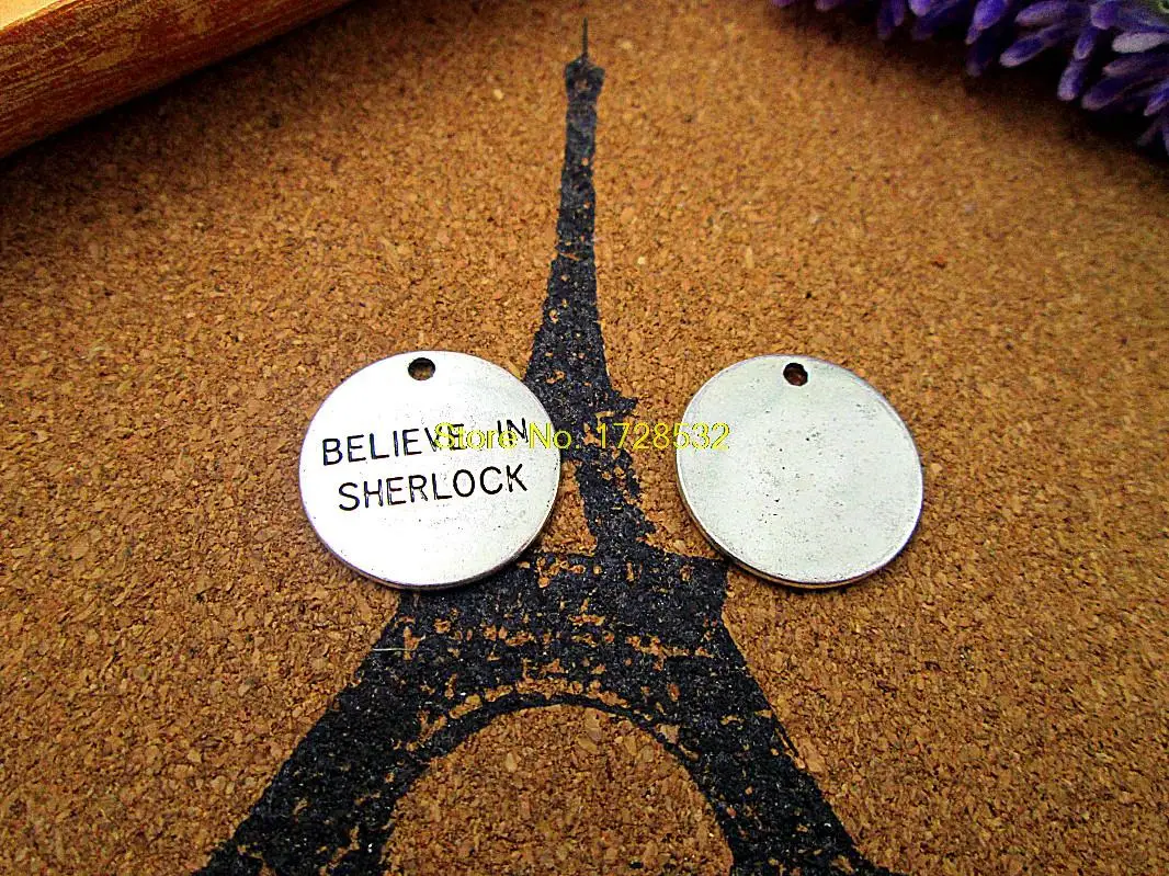 20pcs- believe in sherlock Charms Silver tone disc penant 20mm | Украшения и аксессуары