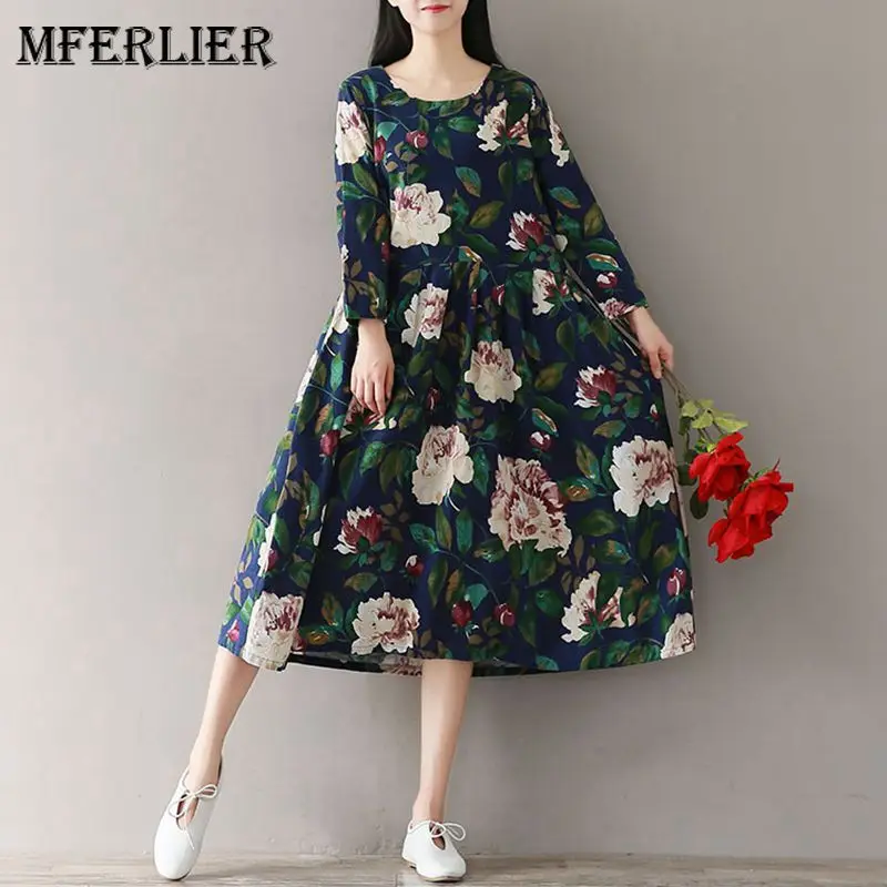 Mferlier Winter Autumn Floral Print Womens Dresses O Neck Long Sleeve High Waist Pleated Literature Loose Casual Dress
Mferlier Winter Autumn Floral Print Womens Dresses O Neck Long Sleeve High Waist Pleated Literature Loose Casual Dress