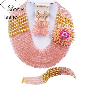 Laanc 10 Rows Peach Nigerian Beaded African Beads Jewelry Set 2017 Crystal Bridal Wedding Jewelry Sets C22P009
Laanc 10 Rows Peach Nigerian Beaded African Beads Jewelry Set 2017 Crystal Bridal Wedding Jewelry Sets C22P009