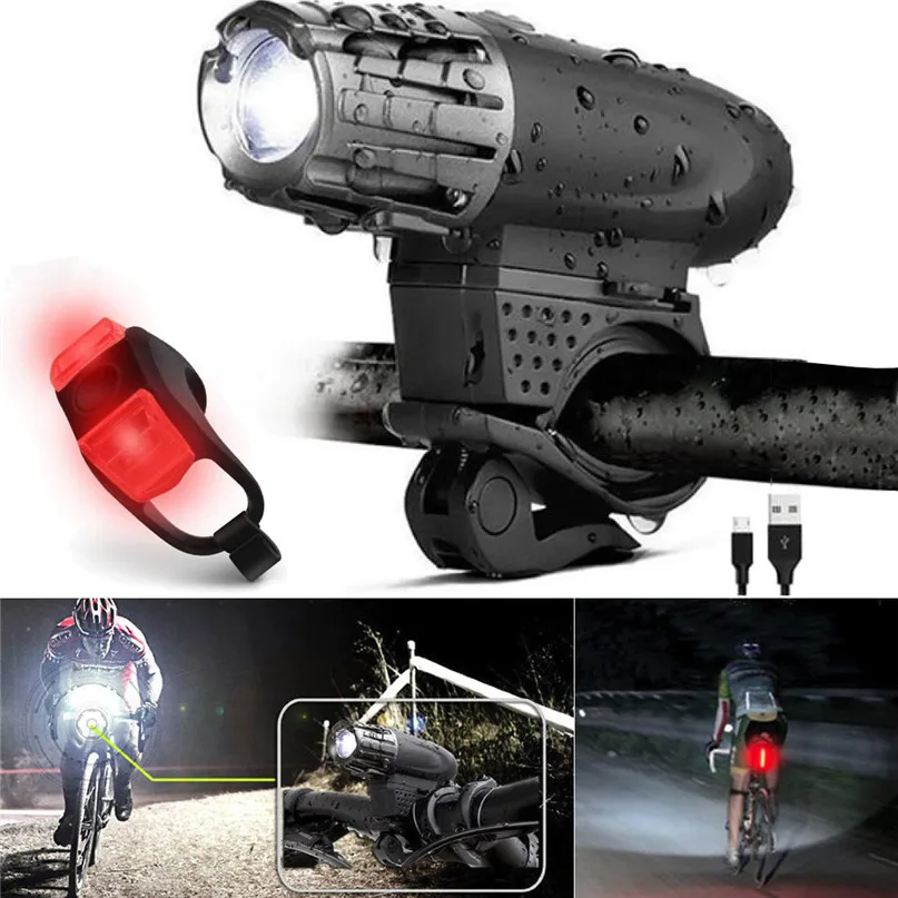 Bike Front Light USB Charging Flashlight Cycling Waterproof Torch Bicycle headlights + red silicone taillights #2a15
Bike Front Light USB Charging Flashlight Cycling Waterproof Torch Bicycle headlights + red silicone taillights #2a15