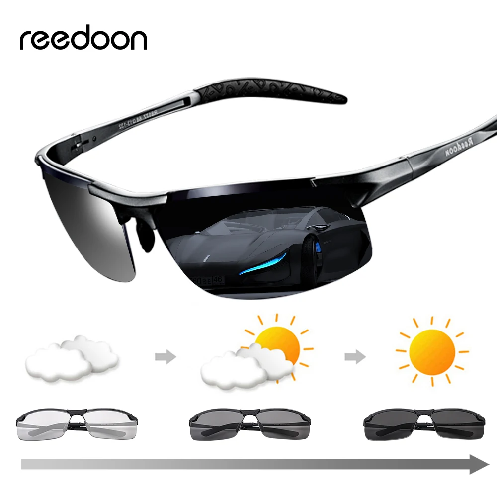 

Reedoon Photochromic Sunglasses Polarized Lens UV400 Aluminium Magnesium Frame Driving Goggles For Men High Quality