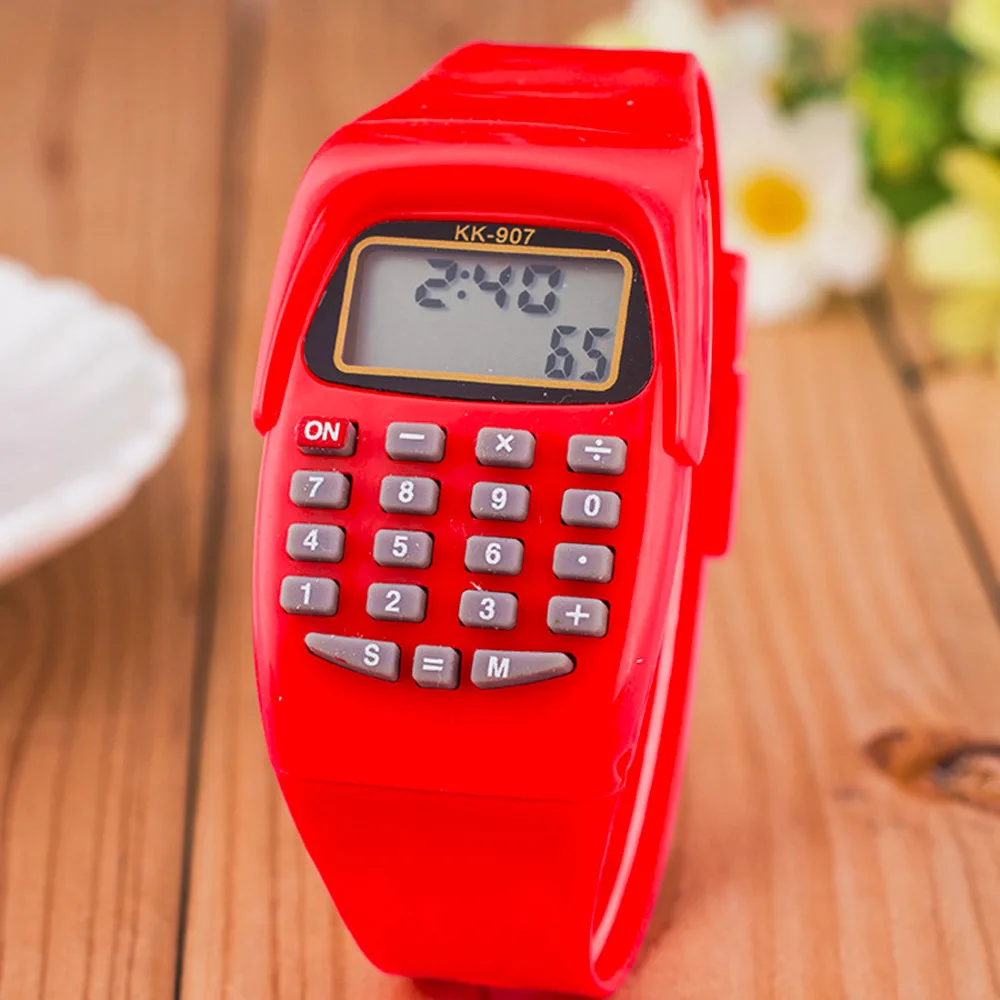 Silicone Digital Calculator With LED Watch Function Casual Sports For Kids Children Multifunction Calculating
Silicone Digital Calculator With LED Watch Function Casual Sports For Kids Children Multifunction Calculating