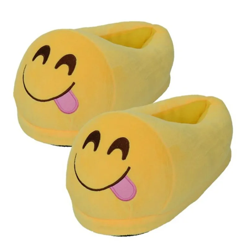 

2019 Emoji Slippers Cartoon Sweet Warm Plush Slipper Men Women Slippers Spring/Autumn/Winter House Shoes 17 Styles Ulrica yellow