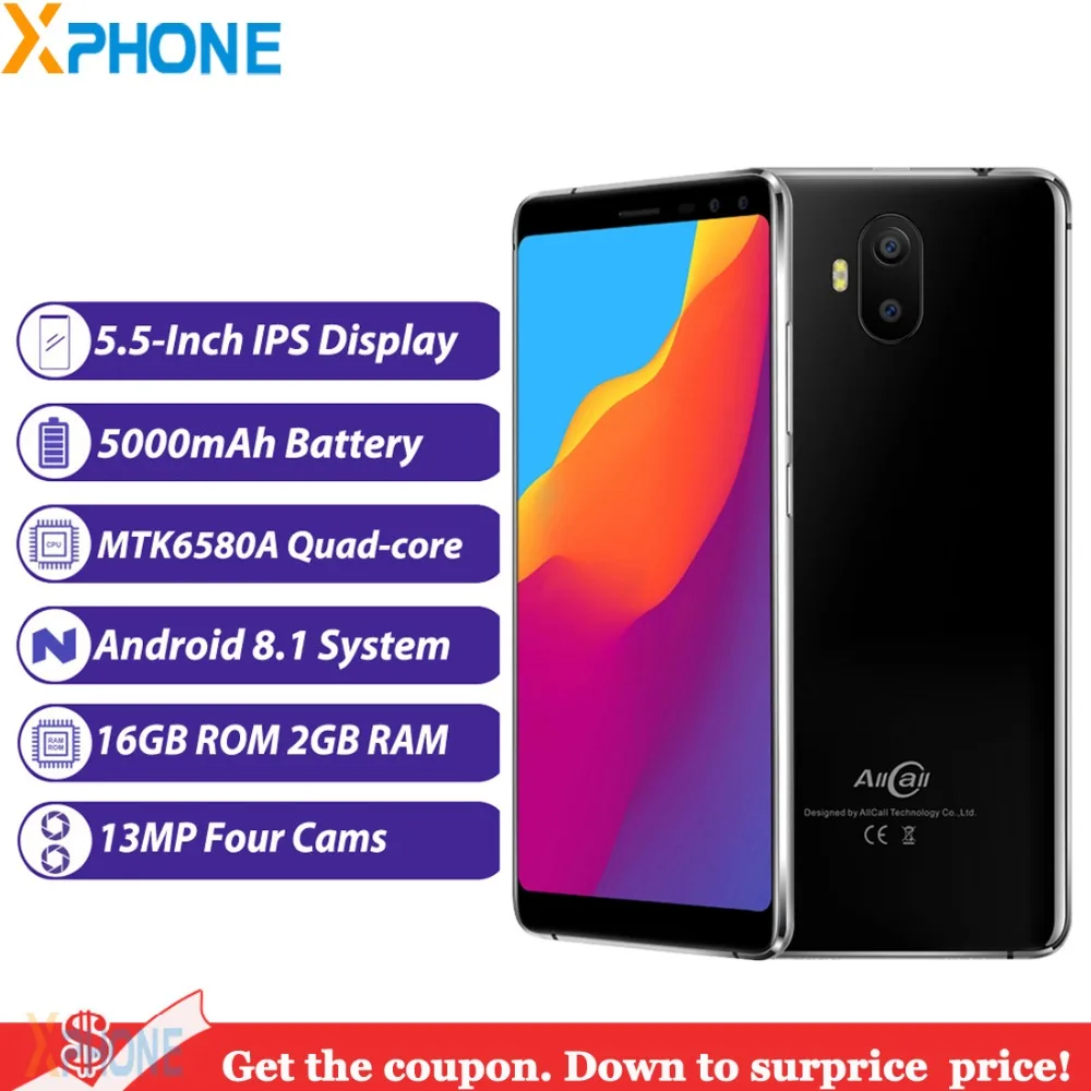 AllCall S1 2GB 16GB Phone Cameras 5000mAh Battery 5.5 inch Android 8.1 MTK6580A Quad Core 3G WCDMA OTG Dual SIM Smartphone
AllCall S1 2GB 16GB Phone Cameras 5000mAh Battery 5.5 inch Android 8.1 MTK6580A Quad Core 3G WCDMA OTG Dual SIM Smartphone