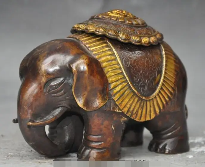 S05735 mark china bronze gilt fengshui Elephant Auspicious statue incense burner Censer
S05735 mark china bronze gilt fengshui Elephant Auspicious statue incense burner Censer
