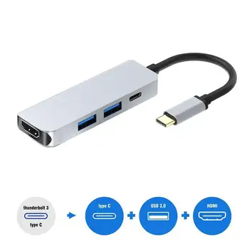 

4 in 1 Type C Hub to HDMI Convertor with 2 USB 3.0 and PD Charging Port USB C Multiport Adapterfor MacBook Hub USB Computer