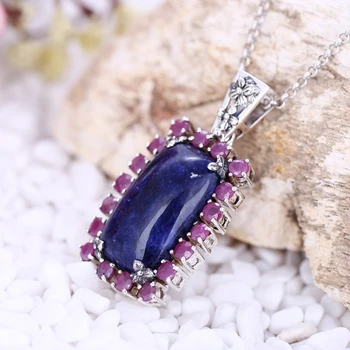 New Four paws inlaid sterling silver Jewelry Ruby And African Sodalite Sweater chain Sterling 925 Silver Handmade Pendant
New Four paws inlaid sterling silver Jewelry Ruby And African Sodalite Sweater chain Sterling 925 Silver Handmade Pendant