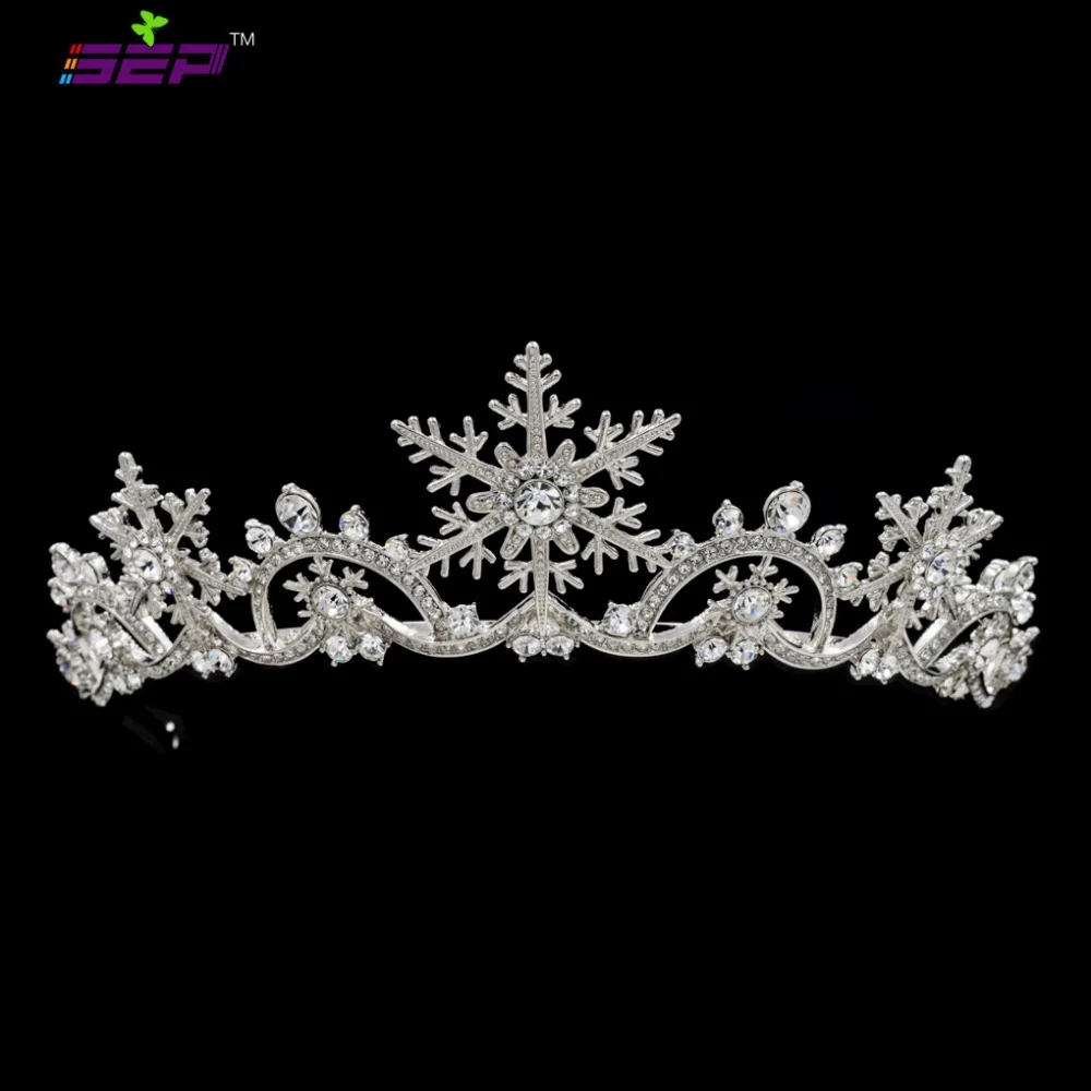 

Austrian Crystals Women Princess Snowflake Tiara Crown Bridal Wedding Christmas Hair Jewelry Accessories SHA8756