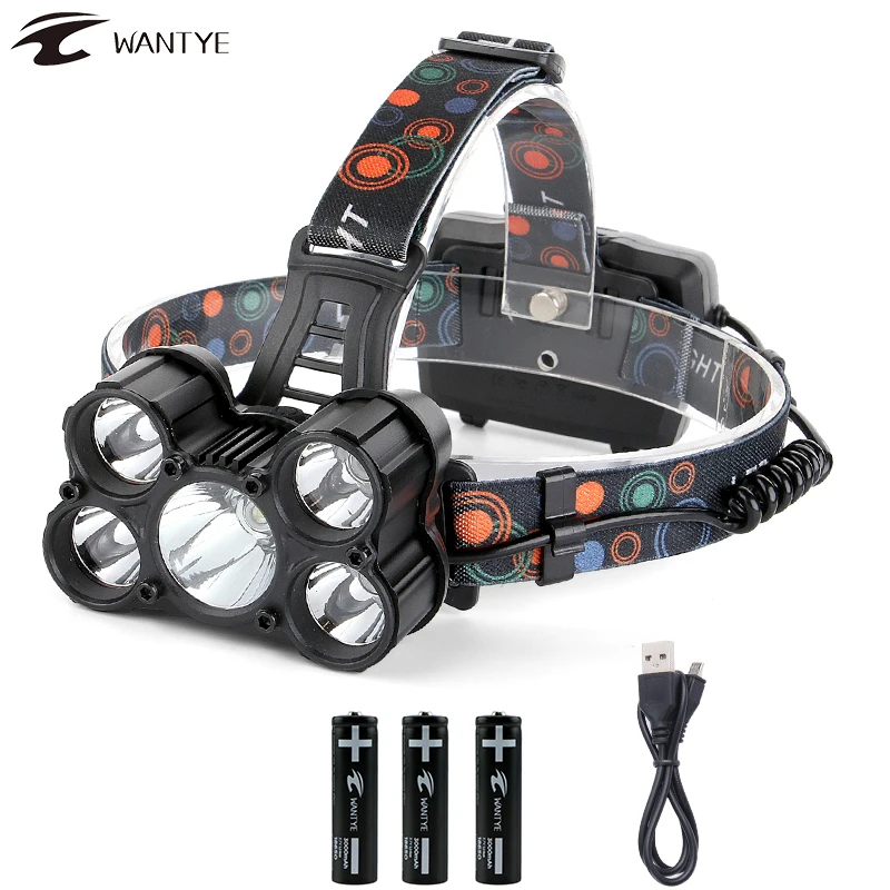 USB LED Headlamp 20000Lm 5 XM-L T6 Headlight 18650 Head lamp Rechargeable Head Flashlight Waterproof Lights 4 Modes
USB LED Headlamp 20000Lm 5 XM-L T6 Headlight 18650 Head lamp Rechargeable Head Flashlight Waterproof Lights 4 Modes