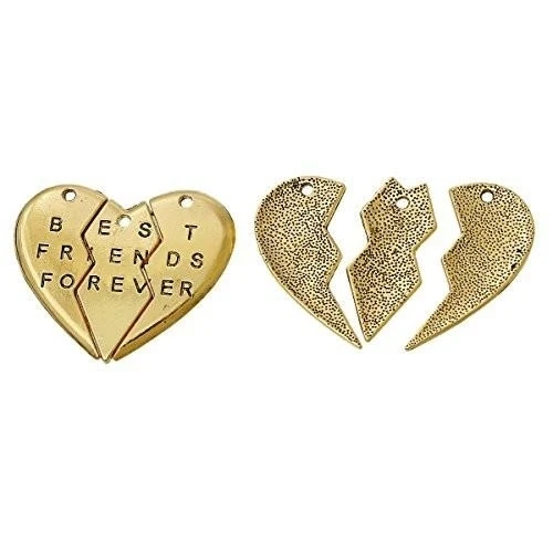 BFF Best Friends Forever 3pc Split Heart Pendant for Necklace (2)