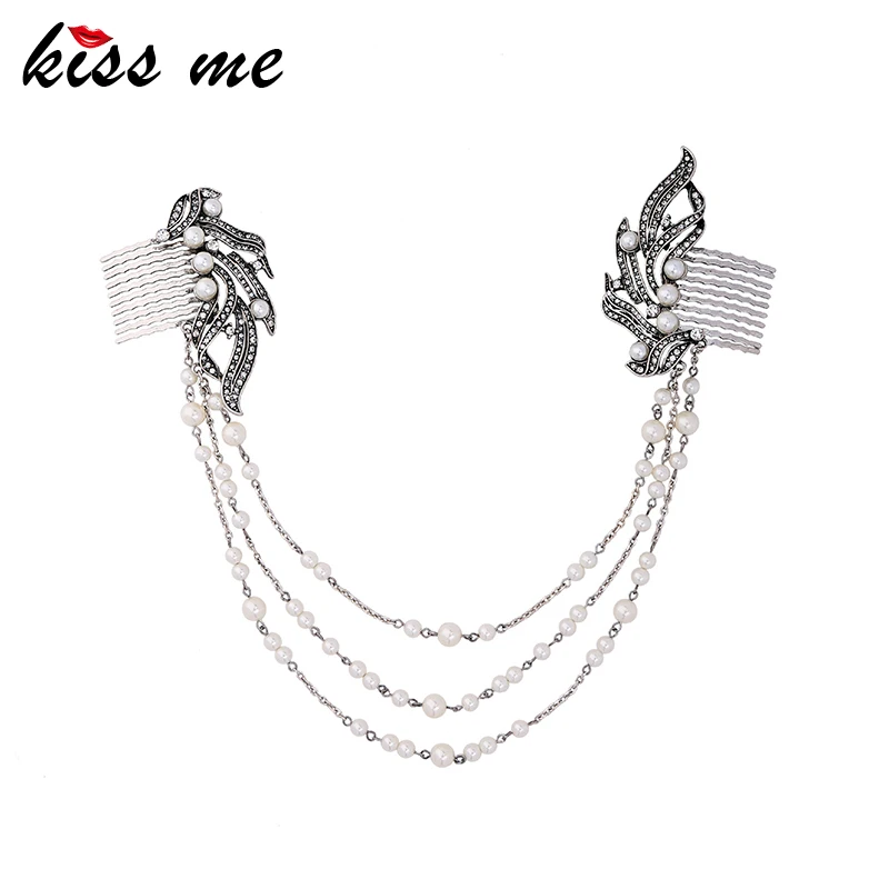 KISS ME Geometric Rhinestone Simulated Pearl Long Chain Hair Combs Wedding Women Hair Jewelry Accessories
KISS ME Geometric Rhinestone Simulated Pearl Long Chain Hair Combs Wedding Women Hair Jewelry Accessories