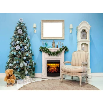 Indoor Blue Wall Fireplace Christmas Tree Photo Backdrop Home Party Decoration Printed Toy Bear Children Photography Backgrounds
Indoor Blue Wall Fireplace Christmas Tree Photo Backdrop Home Party Decoration Printed Toy Bear Children Photography Backgrounds