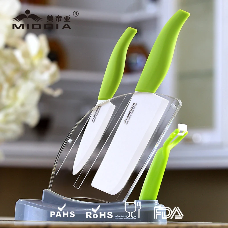 Middia 4pcs ceramic knife set with block for ceramic paring knife utility knife peeler of Kitchenware
Middia 4pcs ceramic knife set with block for ceramic paring knife utility knife peeler of Kitchenware