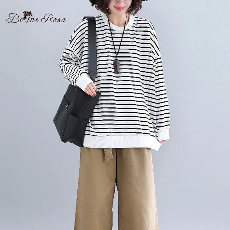 BelineRosa Autumn New Arrivals Korean Style Striped Women Pullovers Hoodies Cotton Plus Size Women Clothes Fit L ~ 3XL BSDM261
BelineRosa Autumn New Arrivals Korean Style Striped Women Pullovers Hoodies Cotton Plus Size Women Clothes Fit L ~ 3XL BSDM261