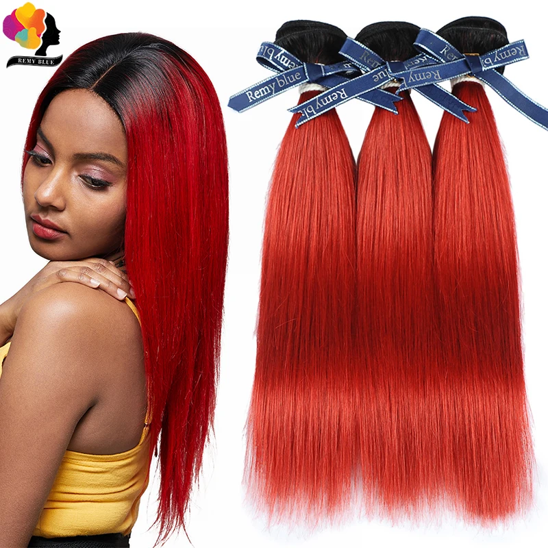 

Remyblue Peruvian T1B Red Human Hair Bundles 99J red Burgundy Ombre Straight Hair Weave Bundles Remy Hair Extensions No Tangle