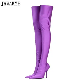 JAWAKYE Spring Fall Silk Elastic Over the Knee Boots Women high Heels Thigh High Botas Mujer Candy Color Wedding Dress Shoes
JAWAKYE Spring Fall Silk Elastic Over the Knee Boots Women high Heels Thigh High Botas Mujer Candy Color Wedding Dress Shoes