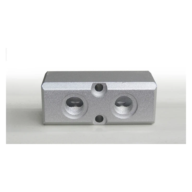 

G1/2" In G1/4" Out 30x30mm 2 Way 4 Port Pneumatic Air Solid Aluminum Manifold Block Splitter Water Gas Oil