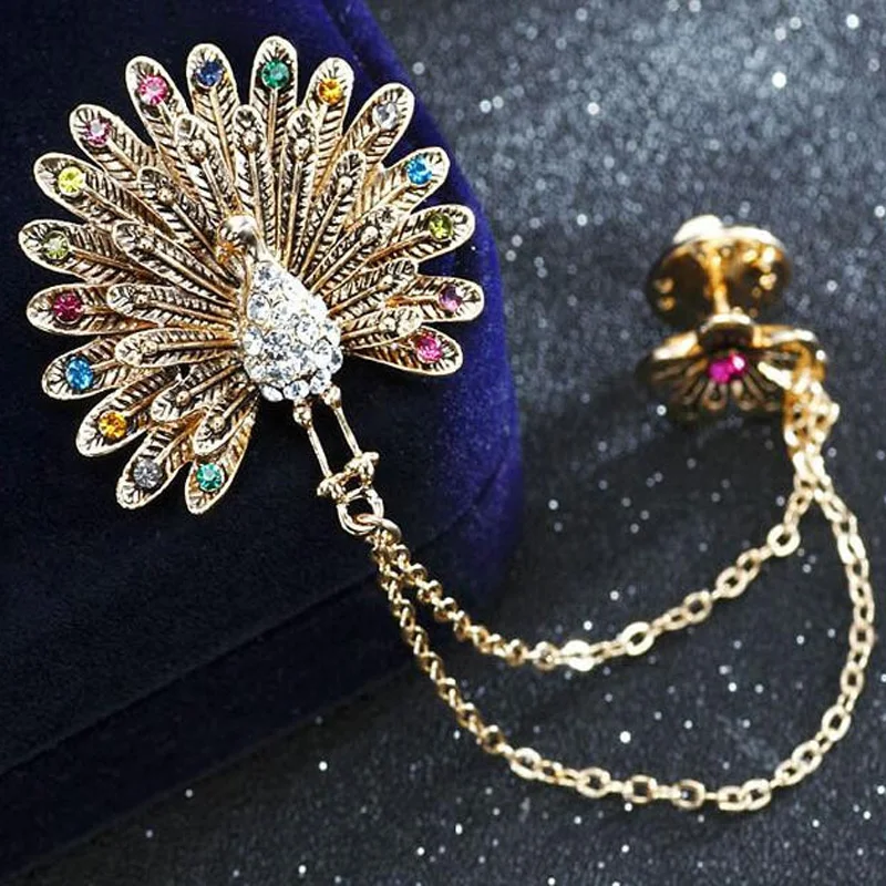 Retro Rhinestone Flower Proud Peacock Double Chain Tassels Brooch For Women Lable Broches Jewelry Accessory
Retro Rhinestone Flower Proud Peacock Double Chain Tassels Brooch For Women Lable Broches Jewelry Accessory