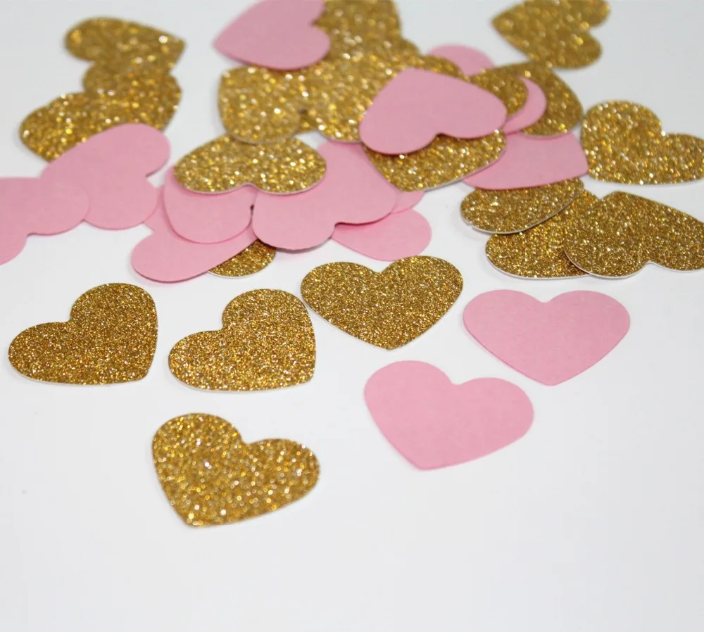 Bridal Brunch Party Decor Shower Decorations pink and Gold Heart confetti | Дом и сад