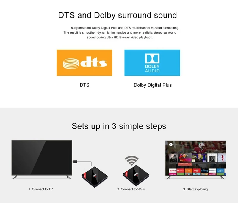 H96PRO+ android6.0 s912 3gb 16gb dts doulby audio