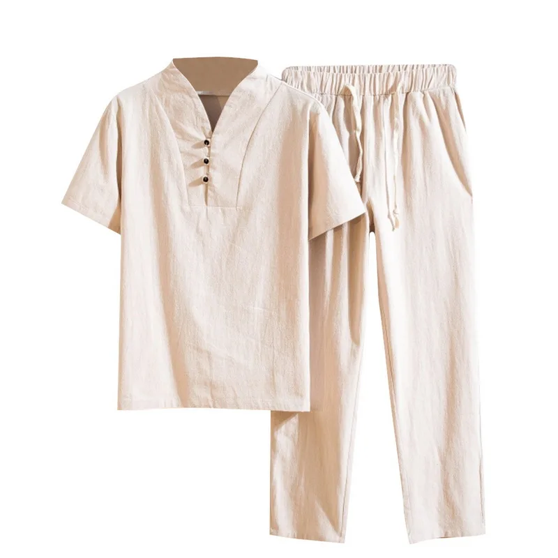 ADISPUTENT Mens Fashion Summer Chinese Style Cotton Linen Solid Color Set 2 Pieces Stand Collar Short Sleeves T-shirt+Pants
ADISPUTENT Mens Fashion Summer Chinese Style Cotton Linen Solid Color Set 2 Pieces Stand Collar Short Sleeves T-shirt+Pants