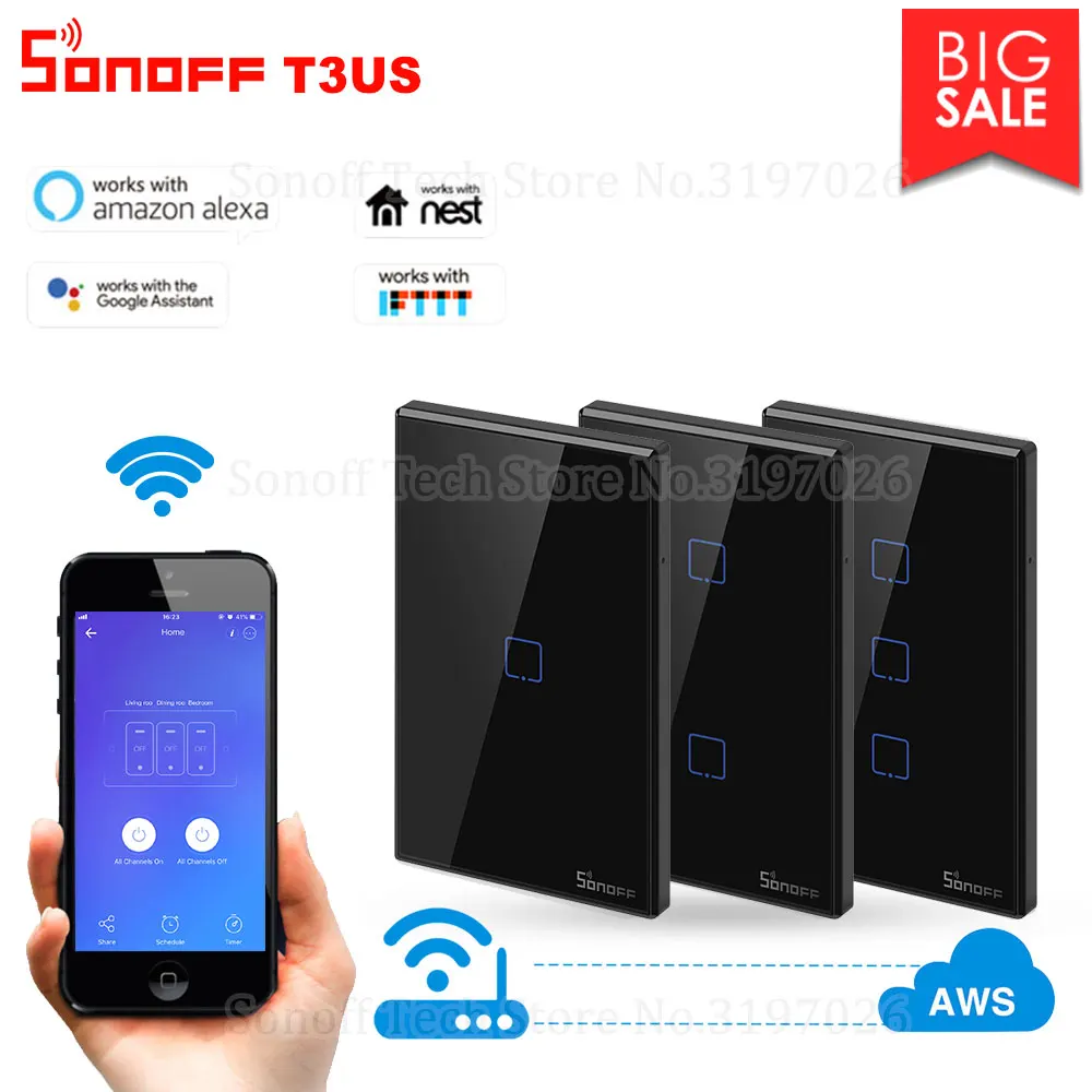 Itead Sonoff T3US 120 Size 1/2/3 gang TX 433Mhz RF Remoted Controlled Wifi Switch With Border Works With Alexa Google Home IFTTT
Itead Sonoff T3US 120 Size 1/2/3 gang TX 433Mhz RF Remoted Controlled Wifi Switch With Border Works With Alexa Google Home IFTTT