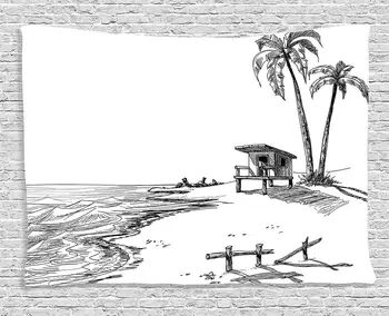 Apartment Decor Collection Sketched Figure of Summer Beach with Palm Trees Lifeguard Stand Seascape Concept Room Tapestry
Apartment Decor Collection Sketched Figure of Summer Beach with Palm Trees Lifeguard Stand Seascape Concept Room Tapestry