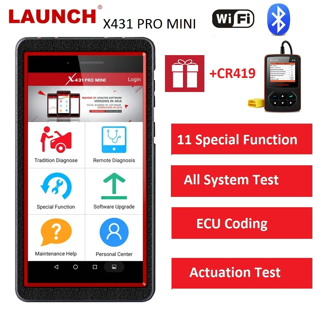 LAUNCH X431 Pro Mini Full System OBD2 WIFI Scanner SAS EPB Oil Service Reset ECU Coding PK X431 V OBDII OBD2 Car Diagnostic tool
LAUNCH X431 Pro Mini Full System OBD2 WIFI Scanner SAS EPB Oil Service Reset ECU Coding PK X431 V OBDII OBD2 Car Diagnostic tool