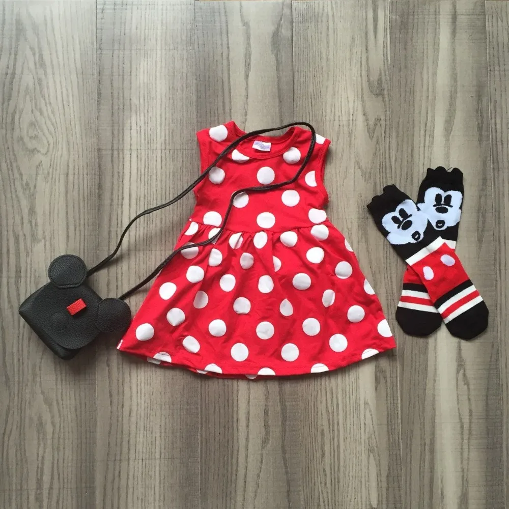 Summer outfits sleeveless mouse polka dot red white dress baby girls boutique clothes with match purse and legging knee length
Summer outfits sleeveless mouse polka dot red white dress baby girls boutique clothes with match purse and legging knee length