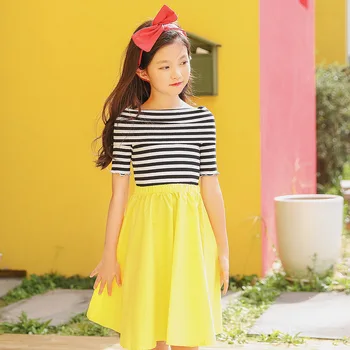 Striped dresses for girls half sleeve clothing patchwork design dress spring autumn children party casual kids constume 4-16Y 
Striped dresses for girls half sleeve clothing patchwork design dress spring autumn children party casual kids constume 4-16Y