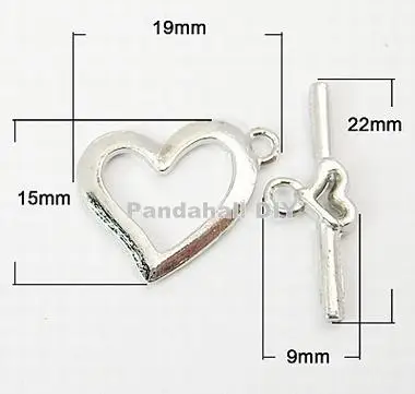 Metal Alloy Bar & Ring Toggle Clasps, Heart, Silver Color, Size: Heart: about 15mm wide, 19mm long; stick: 9mm wide, 22mm long.
Metal Alloy Bar & Ring Toggle Clasps, Heart, Silver Color, Size: Heart: about 15mm wide, 19mm long; stick: 9mm wide, 22mm long.
