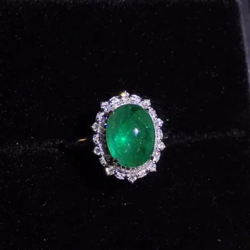 Fine Jewelry CQT 18K Gold 100% Natural Vivid Green Emerald Cabochon Gems 2.89ct 18k Gold Diamonds Female Ring for Women Rings
Fine Jewelry CQT 18K Gold 100% Natural Vivid Green Emerald Cabochon Gems 2.89ct 18k Gold Diamonds Female Ring for Women Rings