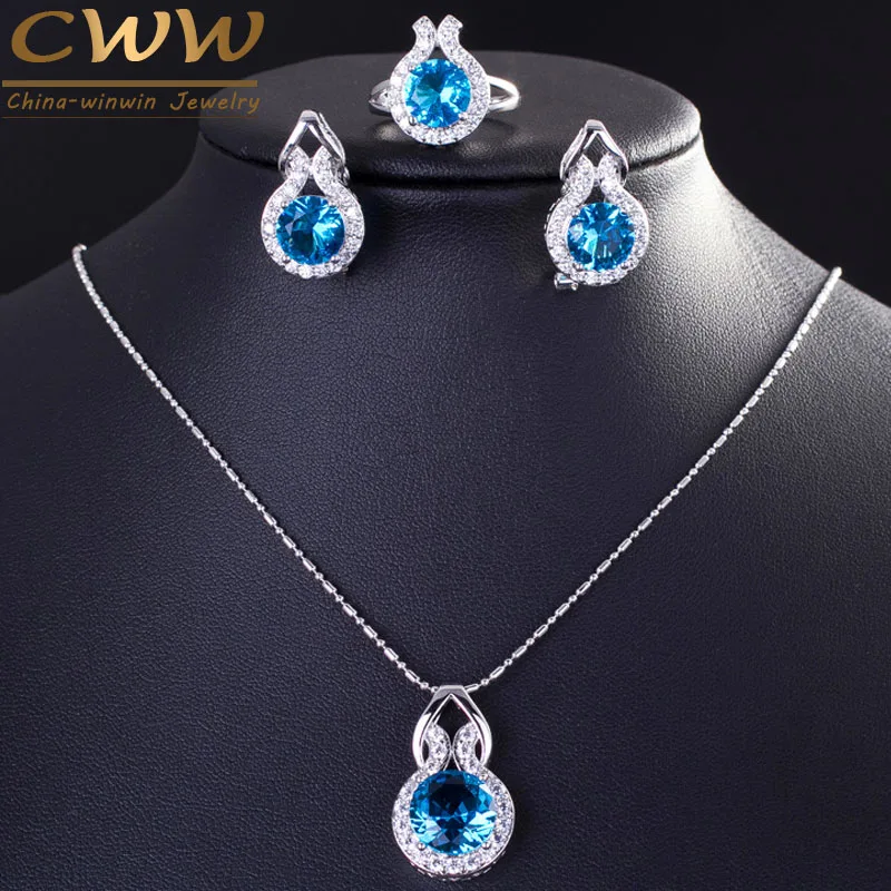 925 Sterling Silver Sapphire Jewelry Fashion Light Blue Cubic Zircon Crystal Necklace Earrings And Ring Set For Women T200
925 Sterling Silver Sapphire Jewelry Fashion Light Blue Cubic Zircon Crystal Necklace Earrings And Ring Set For Women T200