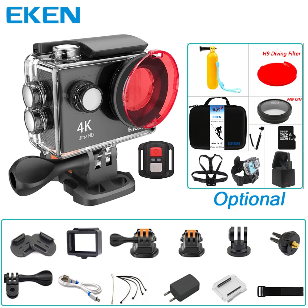 Оригинальная Экшн камера EKEN H9 H9R Ultra HD 4K 25fps Wi Fi Спортивная 2 0 дюйма Подводная