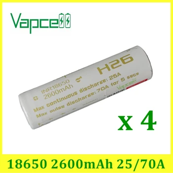 4pcs Vapcell INR 18650 2600mAh 25A max pulse discharge 70A for 5 secs H26 rechargeable battery electronic smoke vs keeppower
4pcs Vapcell INR 18650 2600mAh 25A max pulse discharge 70A for 5 secs H26 rechargeable battery electronic smoke vs keeppower