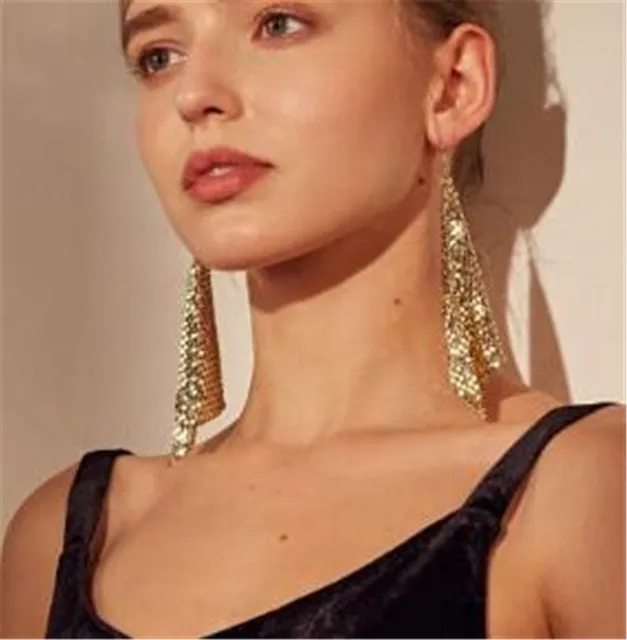 Boucles d'oreilles à pampilles à sequins pour femmes, boucles d'oreilles pendantes, étoile, longue goutte, bijoux bon marché, déclaration, marque, nouveau, 2019 1