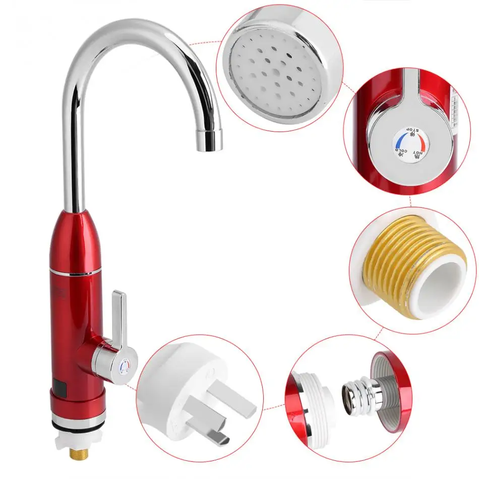 220V Electric Tankless Water Heater Instant Heating Faucet Tap 360 Degree Rotary Hot Cold Mixer Kitchen Sink robinet kran
220V Electric Tankless Water Heater Instant Heating Faucet Tap 360 Degree Rotary Hot Cold Mixer Kitchen Sink robinet kran