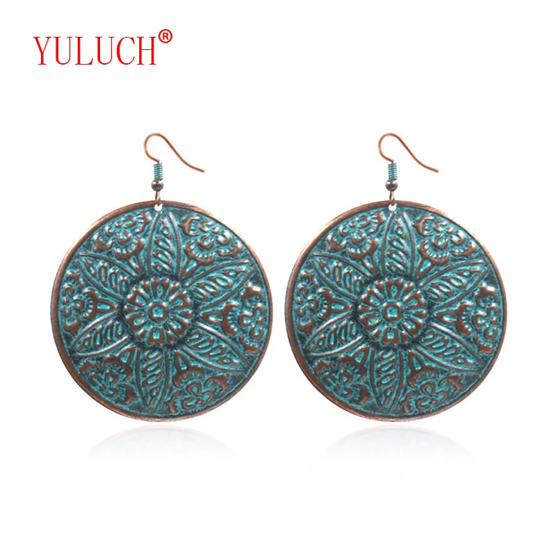 Фото YULUCH Original Vintage Jewelry Big Round Flower Bloom Exaggerated Zinc Alloy African Woman National Pendant Earrings Gift | Украшения и