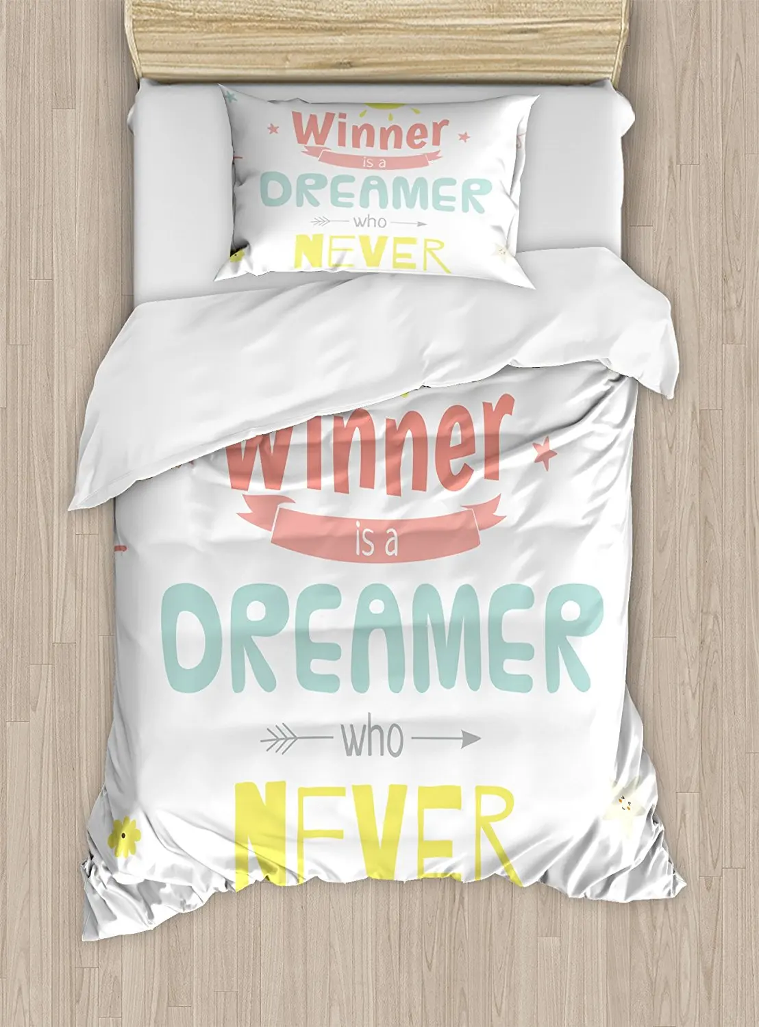 Quote Duvet Cover Set Positive Inspiring Motivational Quote on a Poster with Colorful Letters and Stars Decor 4pcs Bedding Set
Quote Duvet Cover Set Positive Inspiring Motivational Quote on a Poster with Colorful Letters and Stars Decor 4pcs Bedding Set