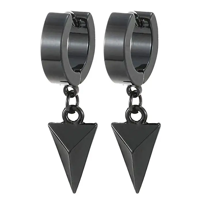 High Quality Stainless Steel Jewelry Unisex Earrings Black Dangling Triangle Pyramid Huggie Hinged Earrings for Men Women Boys
High Quality Stainless Steel Jewelry Unisex Earrings Black Dangling Triangle Pyramid Huggie Hinged Earrings for Men Women Boys