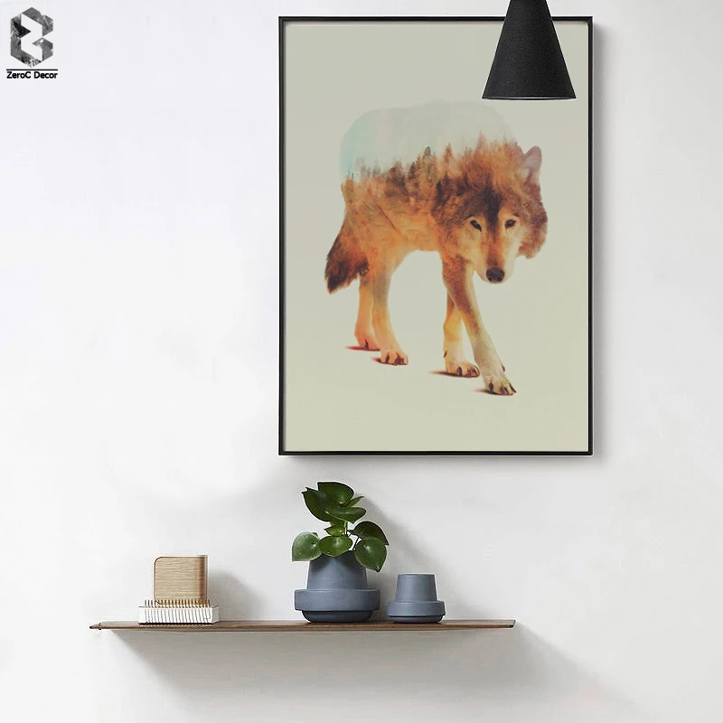 

Silhouette of Forest Wolf Posters and Prints Wall Art Canvas Painting Wall Pictures For Living Room Home Decoration