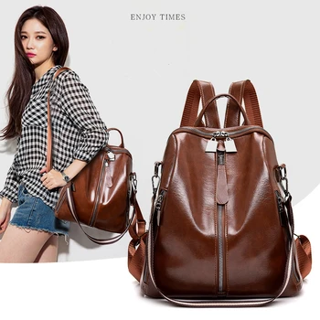 2019 New Fashion PU Leather Women Backpack Female Waterproof Oil Wax Women Leather Backpack Shoulder Bag Mochila Feminina
2019 New Fashion PU Leather Women Backpack Female Waterproof Oil Wax Women Leather Backpack Shoulder Bag Mochila Feminina