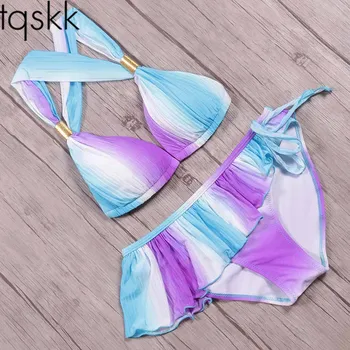 TQSKK 2019 Retro Vantage Halter Top Bikinis Dress Swimsuit Female Swimwear Women Sexy Bikini Set Bathing Suits Striped Biquini
TQSKK 2019 Retro Vantage Halter Top Bikinis Dress Swimsuit Female Swimwear Women Sexy Bikini Set Bathing Suits Striped Biquini