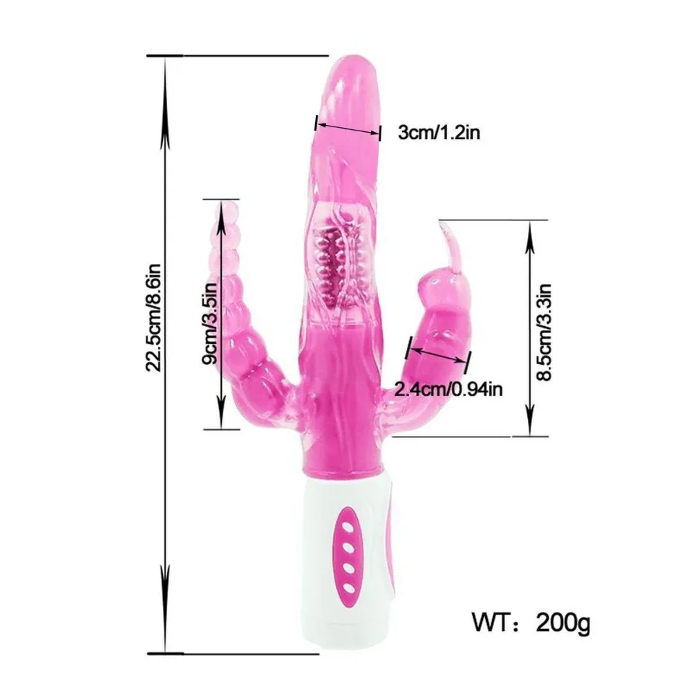 12 Modes Vibration 4 Function 360 Rotation Double Penetrations Rabbit Anal Vibrator for Men and Woman