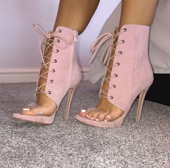 Sexy Peep Toe Lace-up High Heel Sandals Pink Suede Cut-out Gladiator Sandals Boots For Women Thin Heel Dress Shoes Free Shipping 
Sexy Peep Toe Lace-up High Heel Sandals Pink Suede Cut-out Gladiator Sandals Boots For Women Thin Heel Dress Shoes Free Shipping