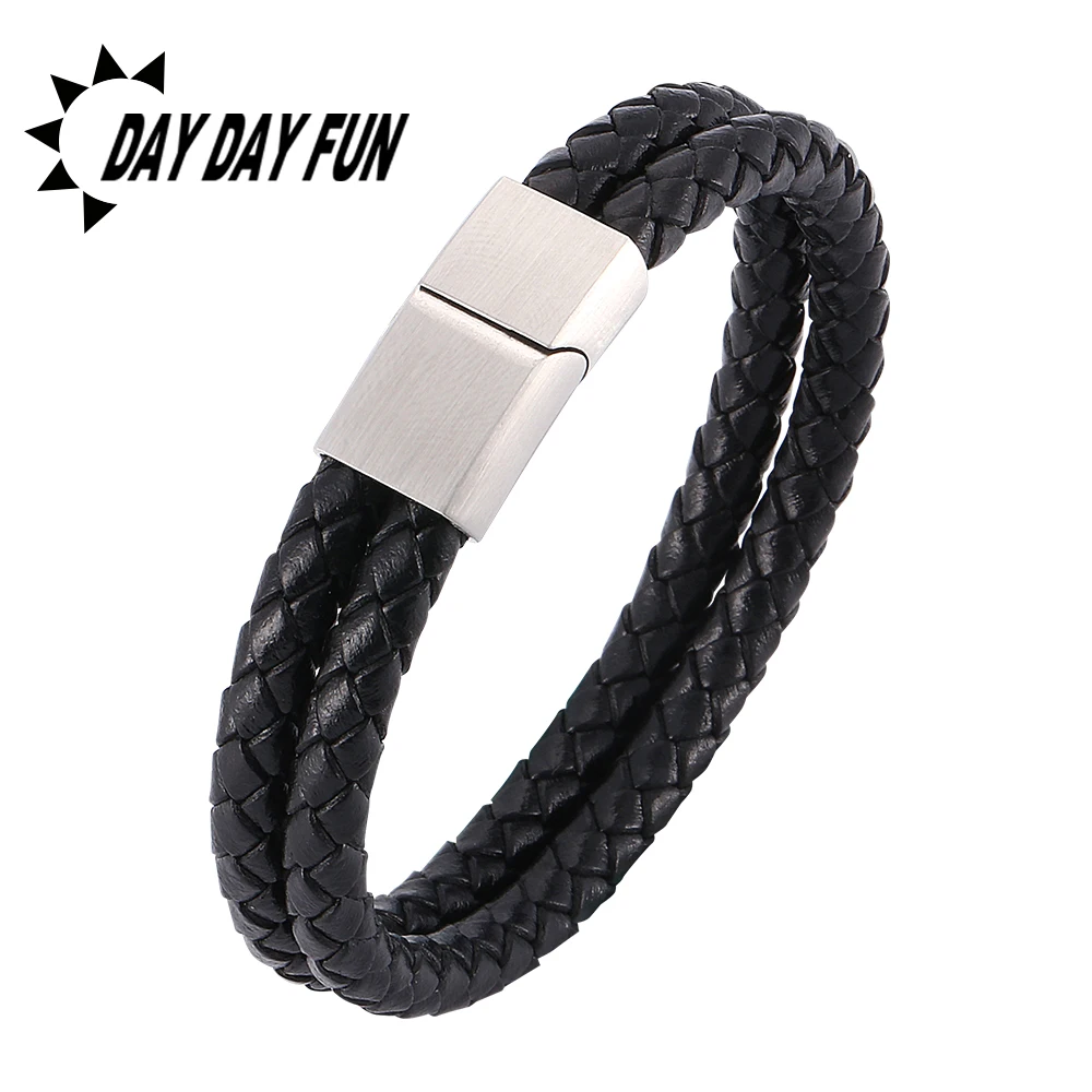 2019 New Punk Cool Stainless Steel Magnetic Clasp Wristband Bracelets Bangles Black Braid Leather Bracelets Men Fashion E0033
2019 New Punk Cool Stainless Steel Magnetic Clasp Wristband Bracelets Bangles Black Braid Leather Bracelets Men Fashion E0033