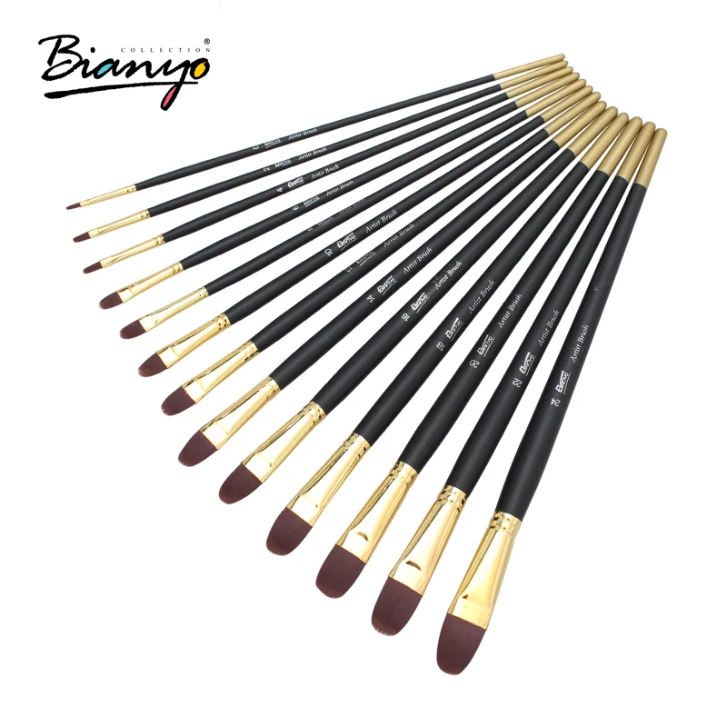 Bianyo 12Pcs Paint Brush Set For Acrylic Long Handle Artist Nylon Hair Different shapes Watercolor Painting Drawing Art Supplies
Bianyo 12Pcs Paint Brush Set For Acrylic Long Handle Artist Nylon Hair Different shapes Watercolor Painting Drawing Art Supplies