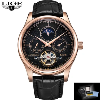LIGE Brand Men's Watches Six-pin Moon phases Automatic Watch Men Dive 50M Fashion Casual Leather Wristwatches relogio masculino
LIGE Brand Men's Watches Six-pin Moon phases Automatic Watch Men Dive 50M Fashion Casual Leather Wristwatches relogio masculino