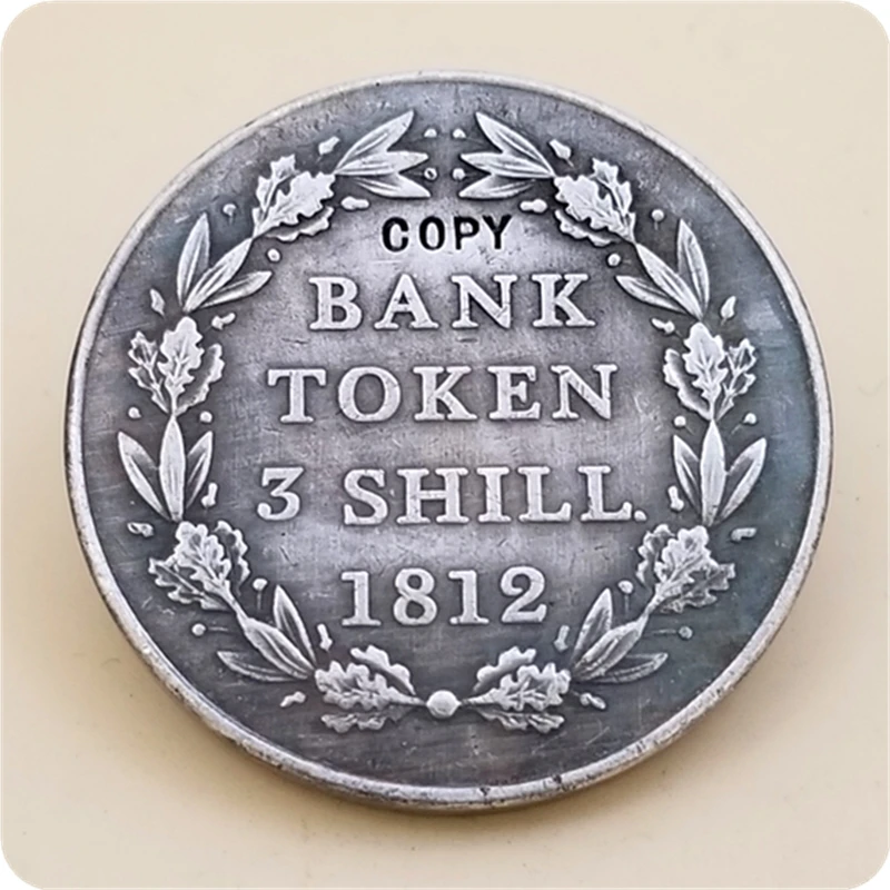 1812 United Kingdom 3 Shillings - George III Bank of England Token COPY COIN FREE SHIPPING
1812 United Kingdom 3 Shillings - George III Bank of England Token COPY COIN FREE SHIPPING